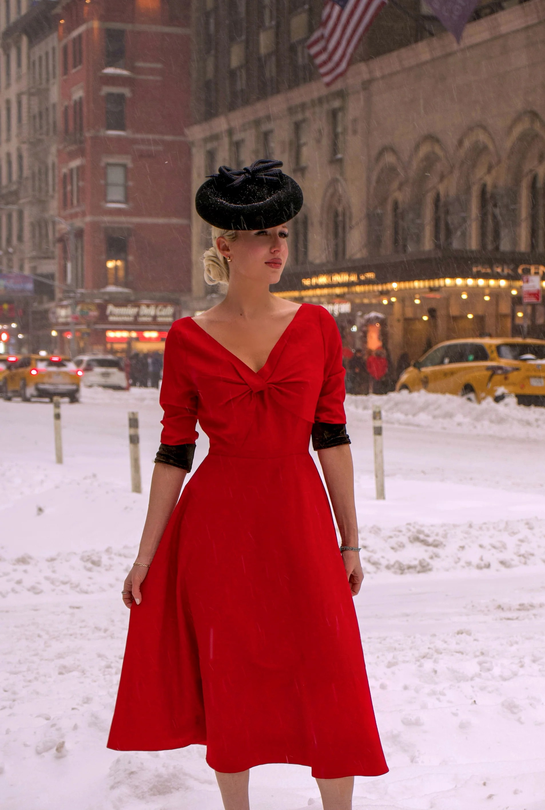 Graceful Red A-Line Vintage Dress