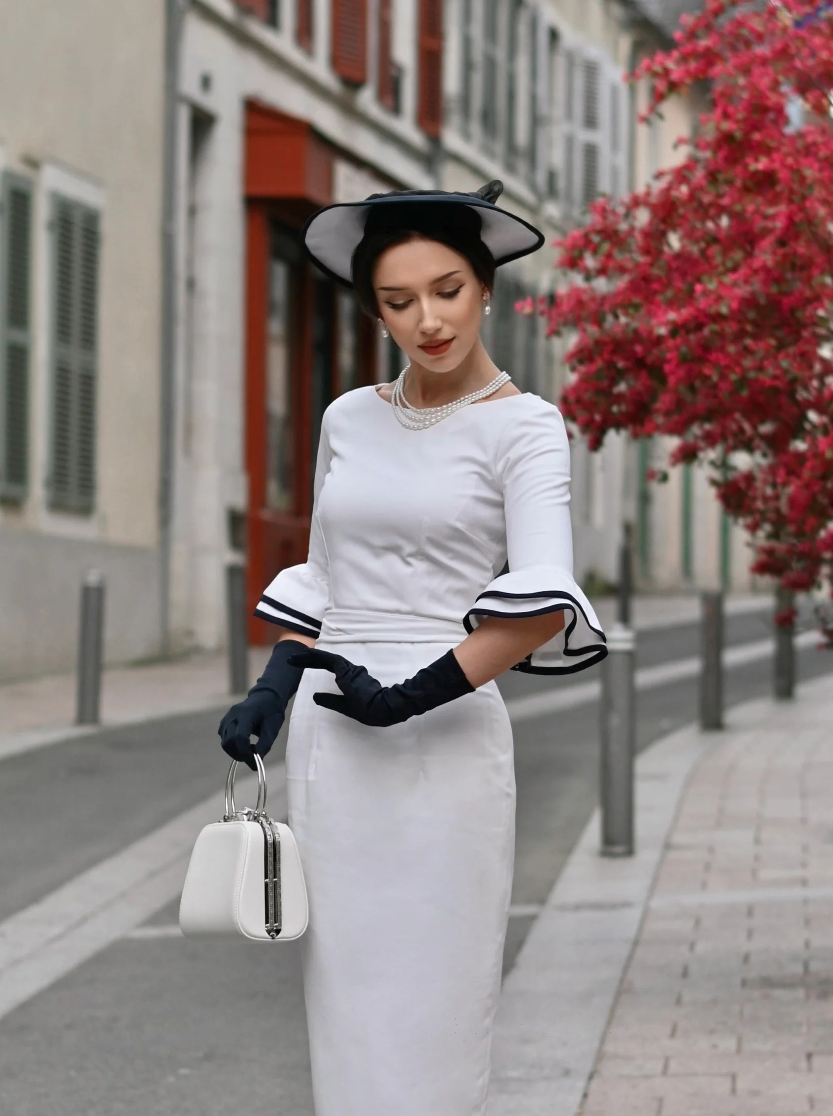 Elegant Ruffle-Sleeve Wiggle Dress
