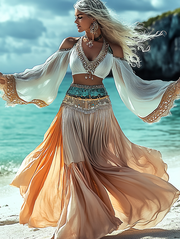 Summer vacation fashion elegant contrast color top+skirt set e63a