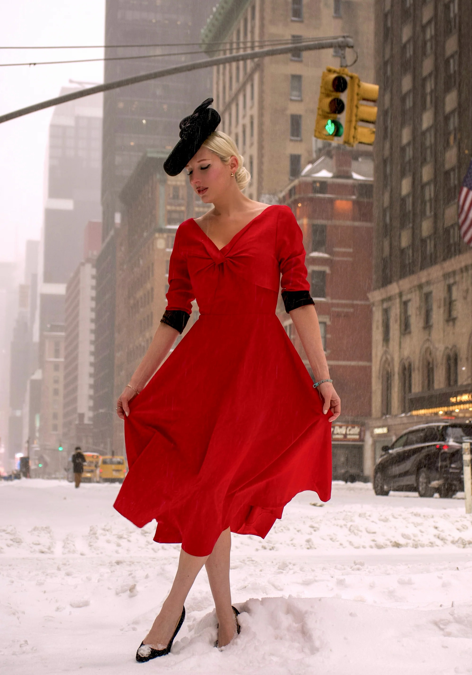 Graceful Red A-Line Vintage Dress