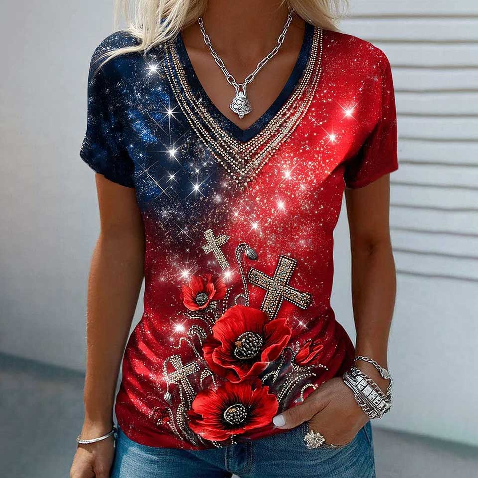 Women's Retro Memorial Day Commemorative Short-Sleeve T-Shirt