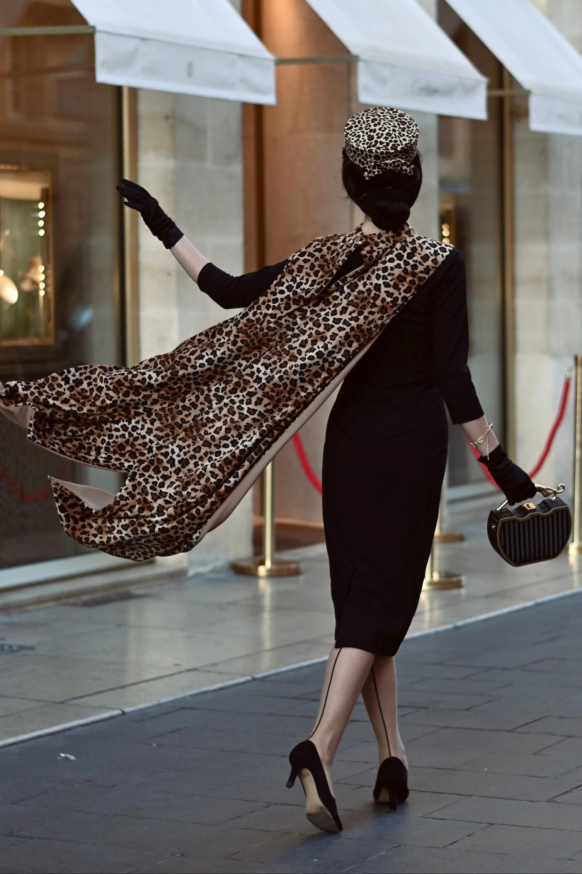 Leopard Vintage Dress Set – Retro Celebrity Inspired Outfit