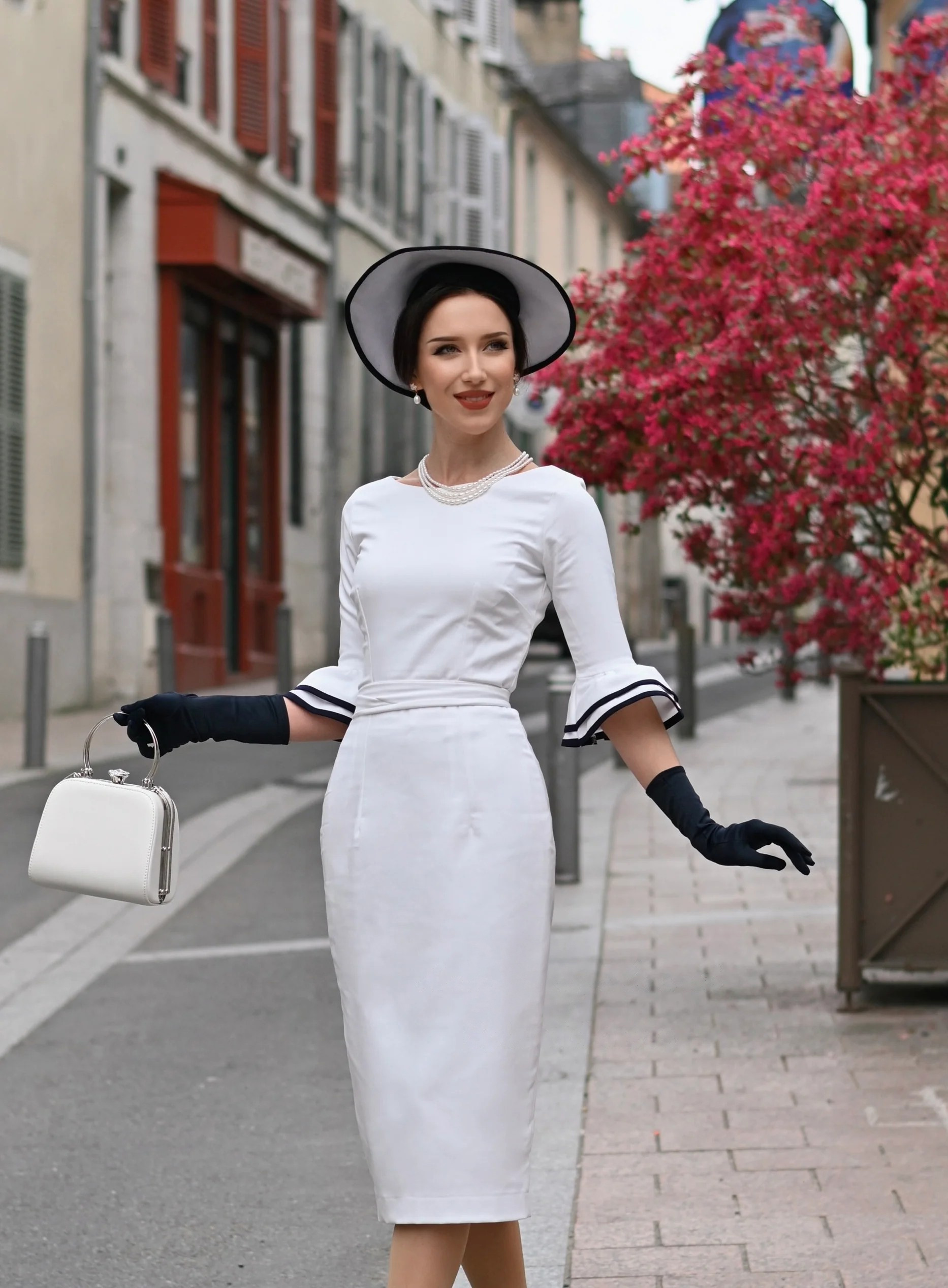 Elegant Ruffle-Sleeve Wiggle Dress