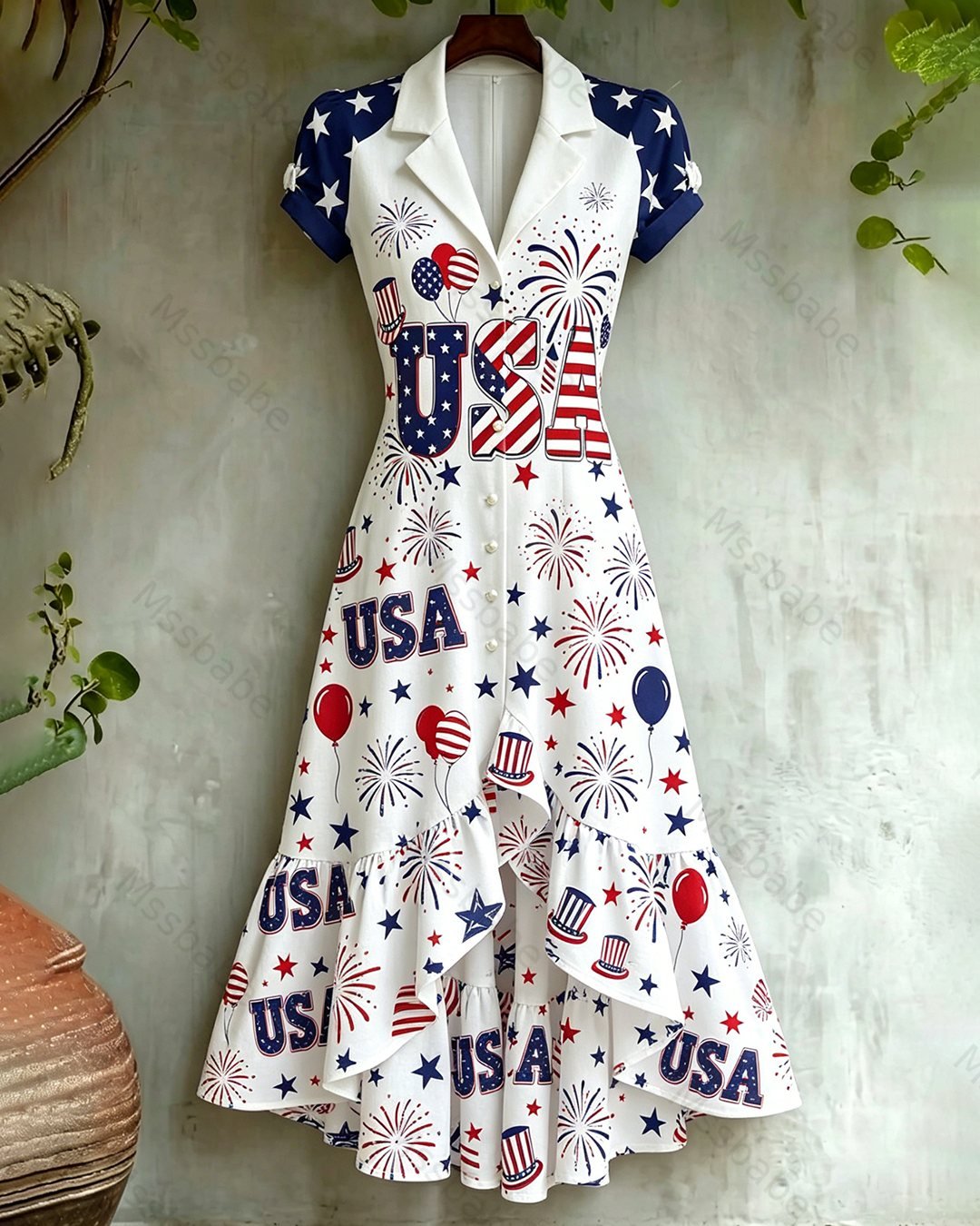 Women's Color-Block Embroidered Dress—Celebrating the 250th Anniversary of the United States 1147