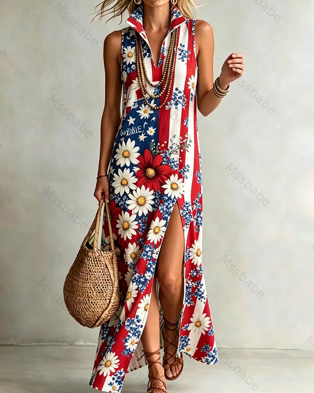 Women's 250th Anniversary of American Independence Casual Linen Dress8844