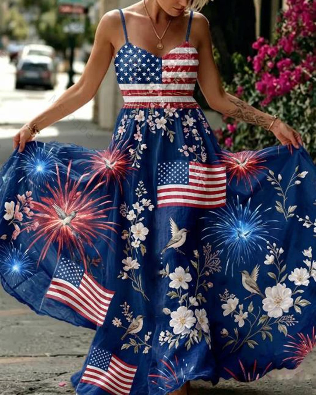 Women's 250th Anniversary of American Independence Casual Linen Dress1526
