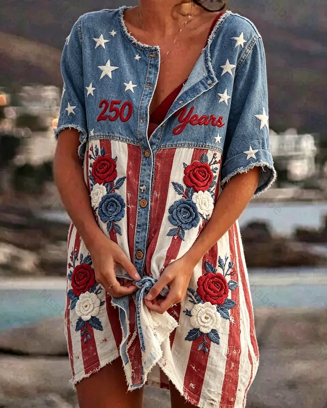 Women's Color-Block Embroidered Dress—Celebrating the 250th Anniversary of the United States 8720