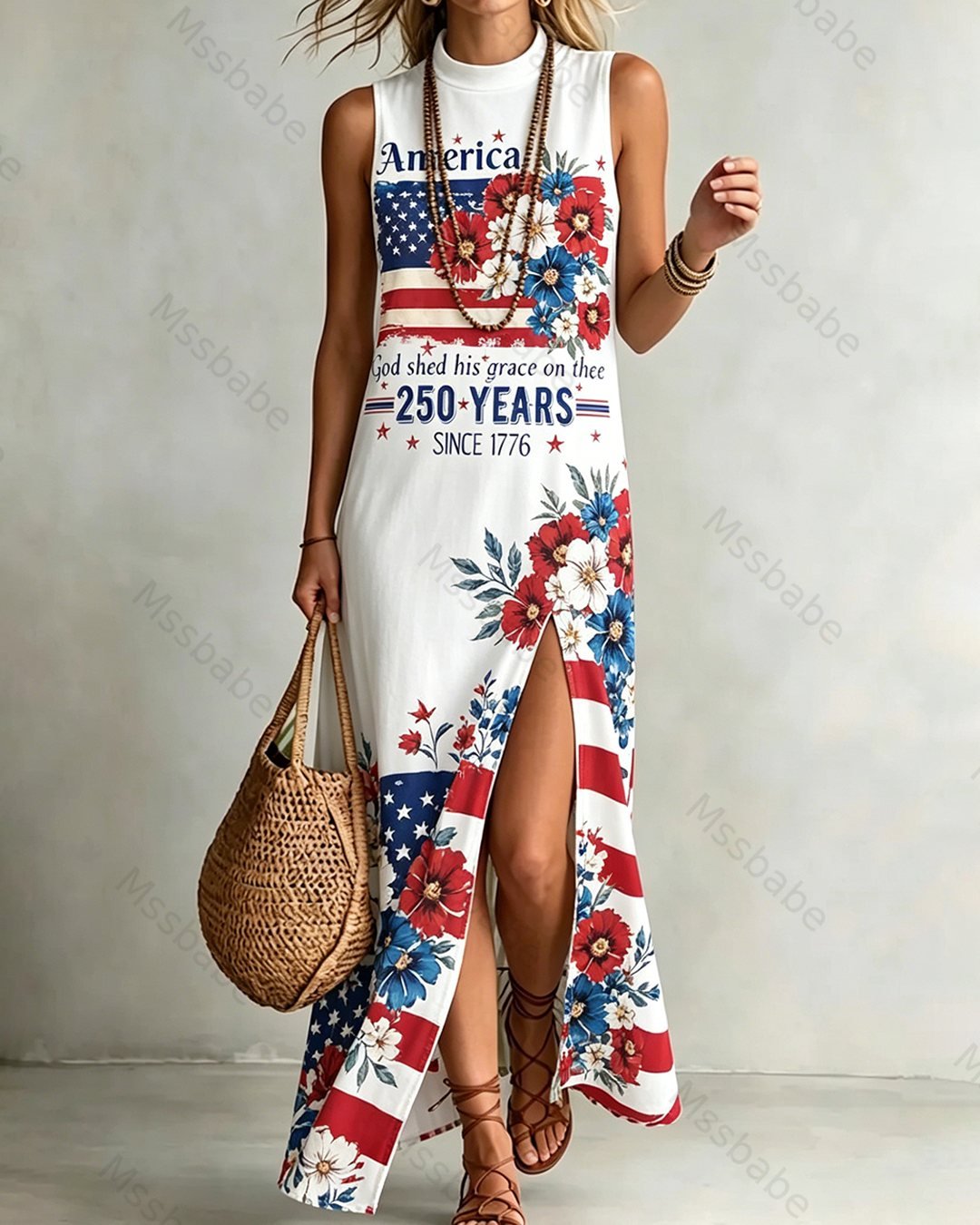 Women's 250th Anniversary of American Independence Casual Linen Dress5821
