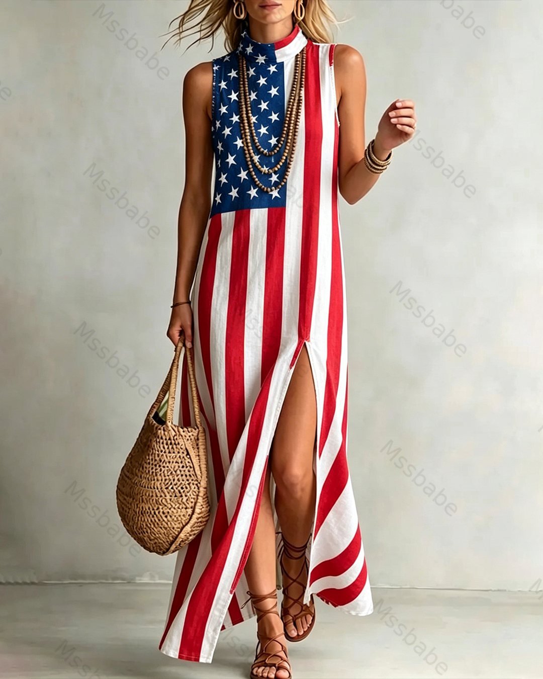 Women's 250th Anniversary of American Independence Casual Linen Dress7328