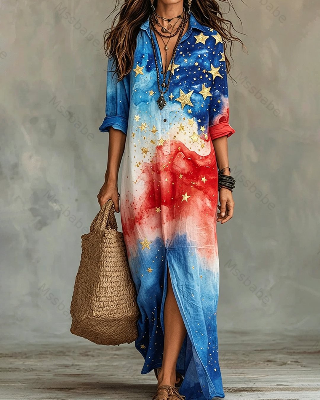 Women's 250th Anniversary of American Independence Casual Linen Dress4448