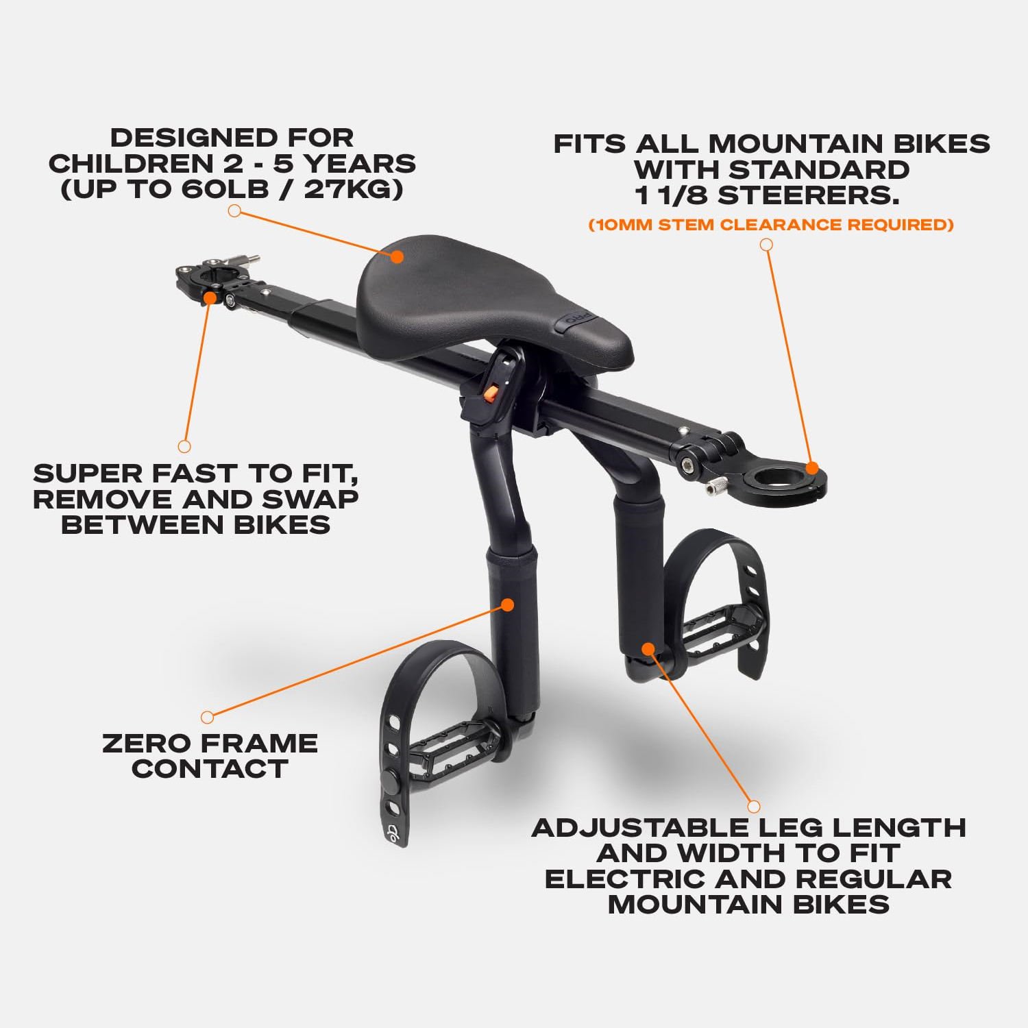 Front-Mounted Kids Mountain Bike Seat & Handlebar Set