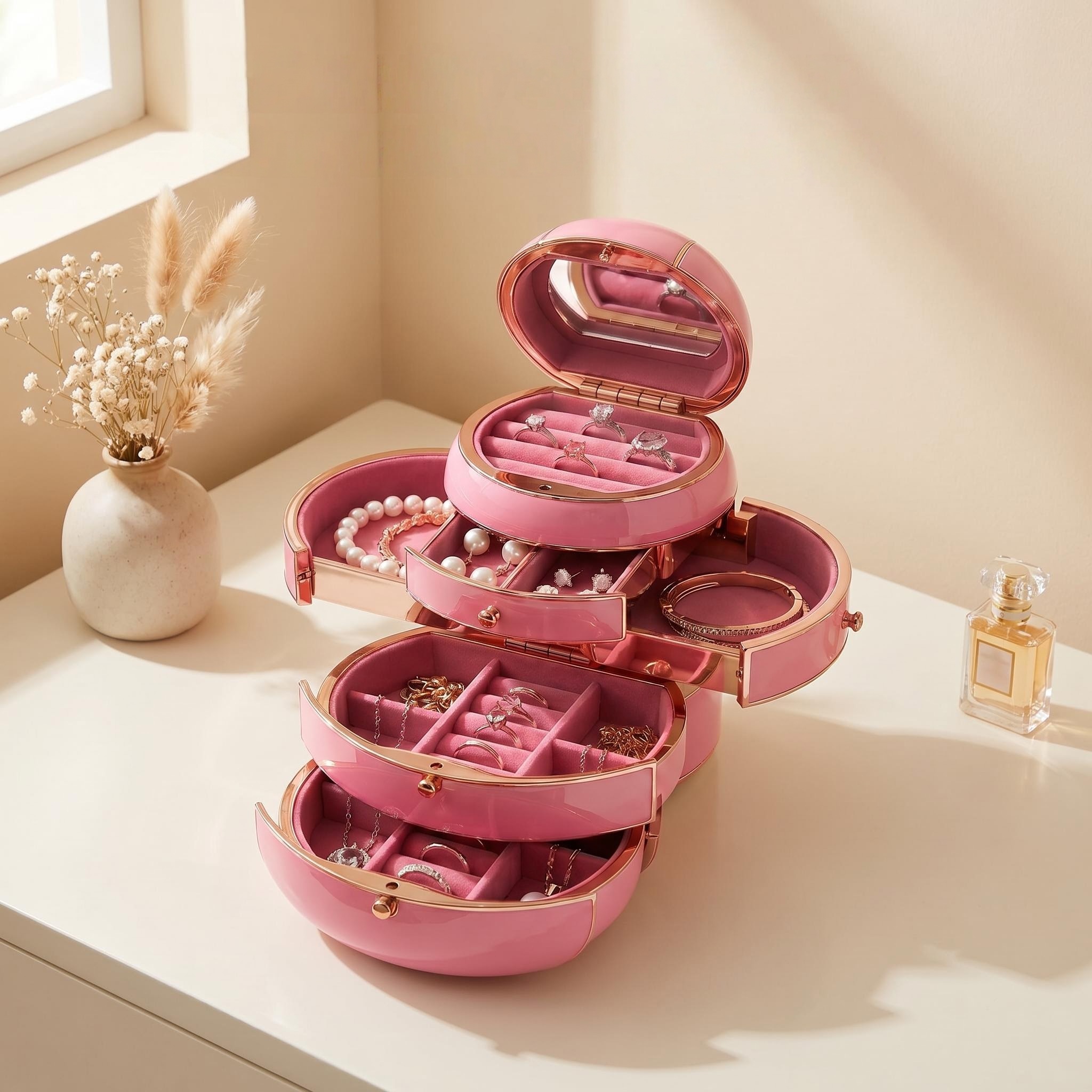 Spherical Rotating Multi-Layer Jewelry Box