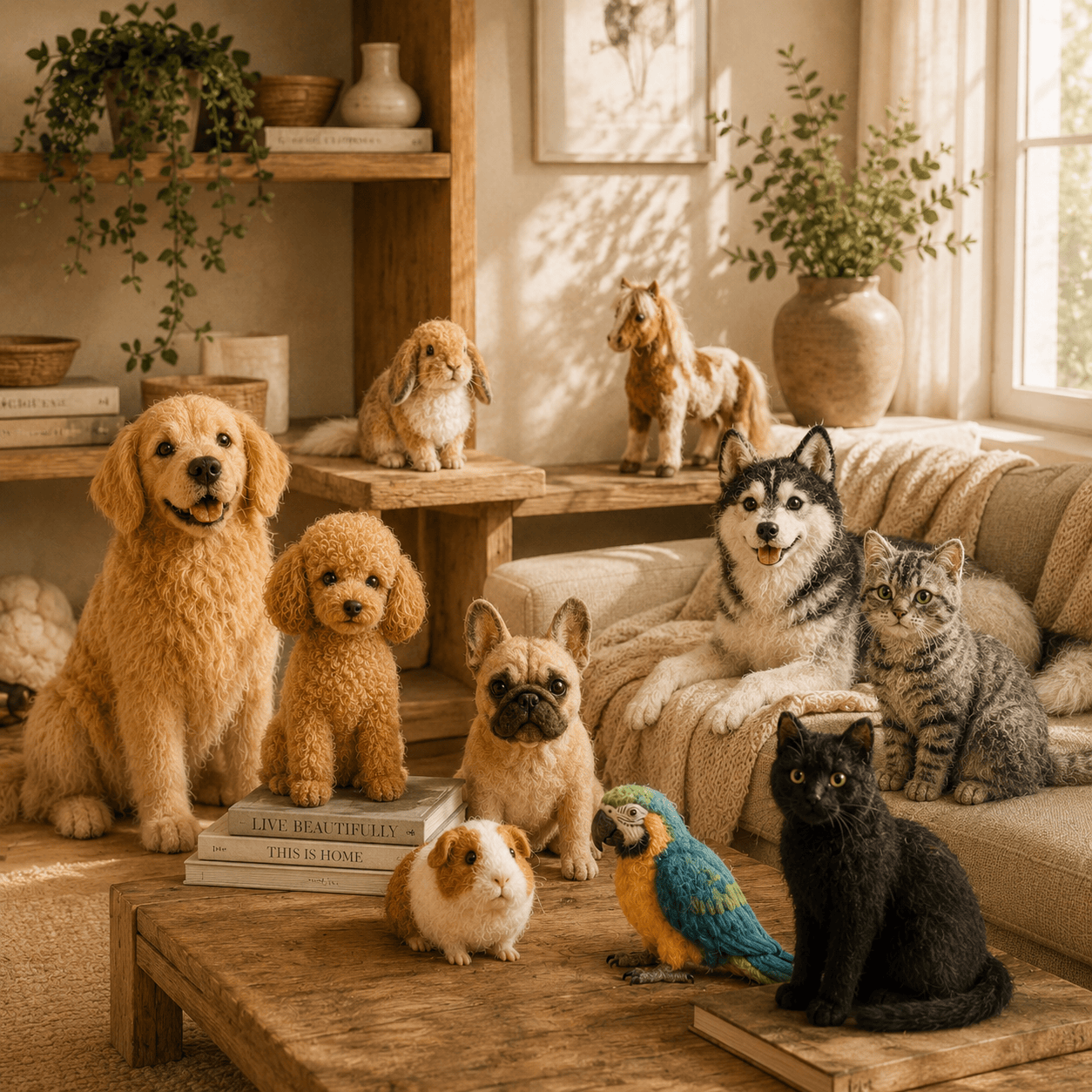 Personalized Felt Pet Portrait Sculpture