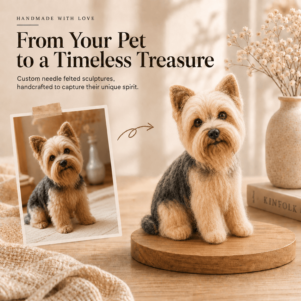 Personalized Felt Pet Portrait Sculpture