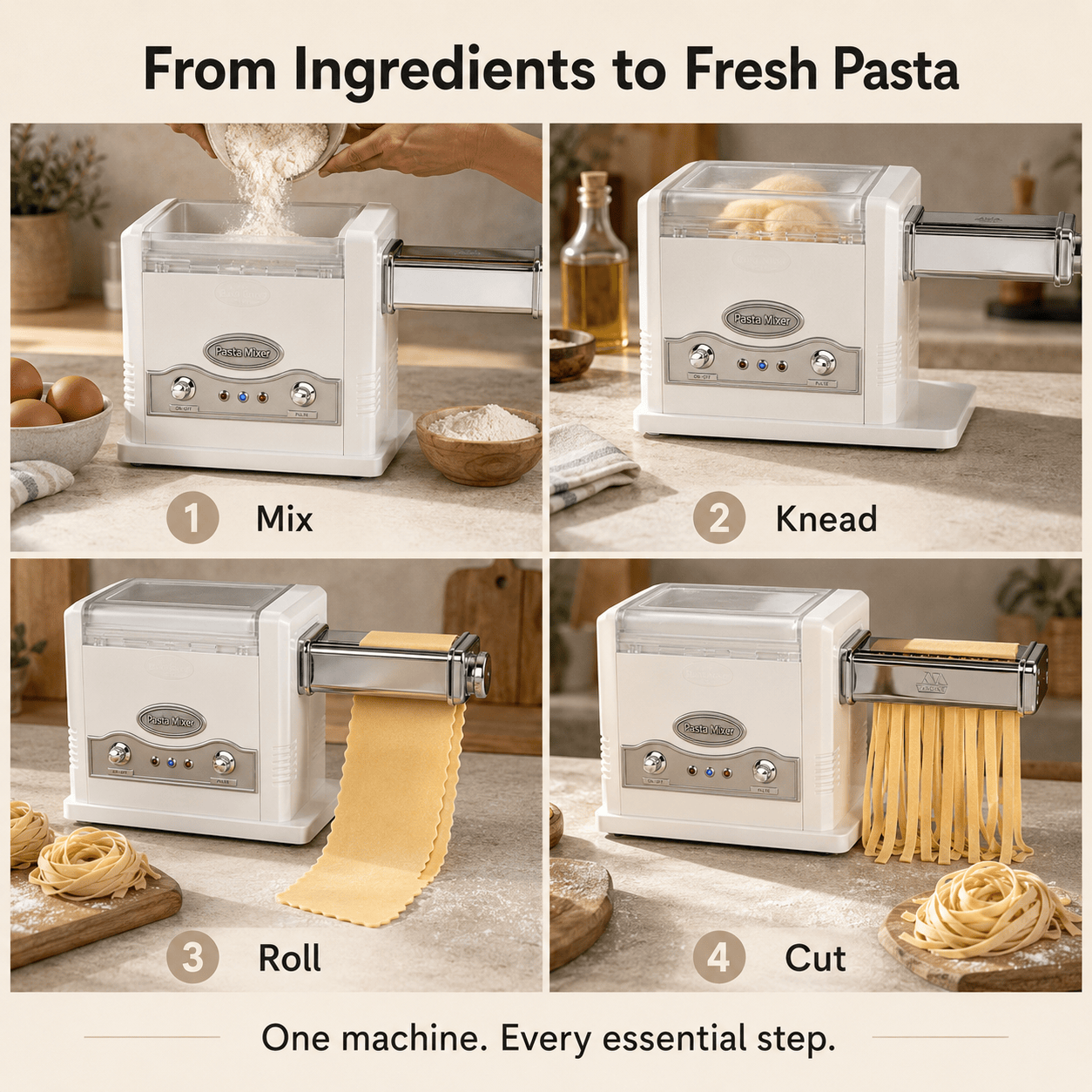 4-in-1 Electric Pasta Maker & Dough Mixer