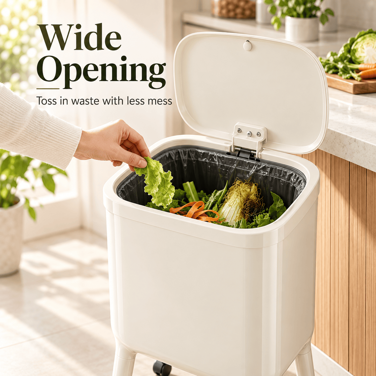 16L Tall Rolling Kitchen Trash Can
