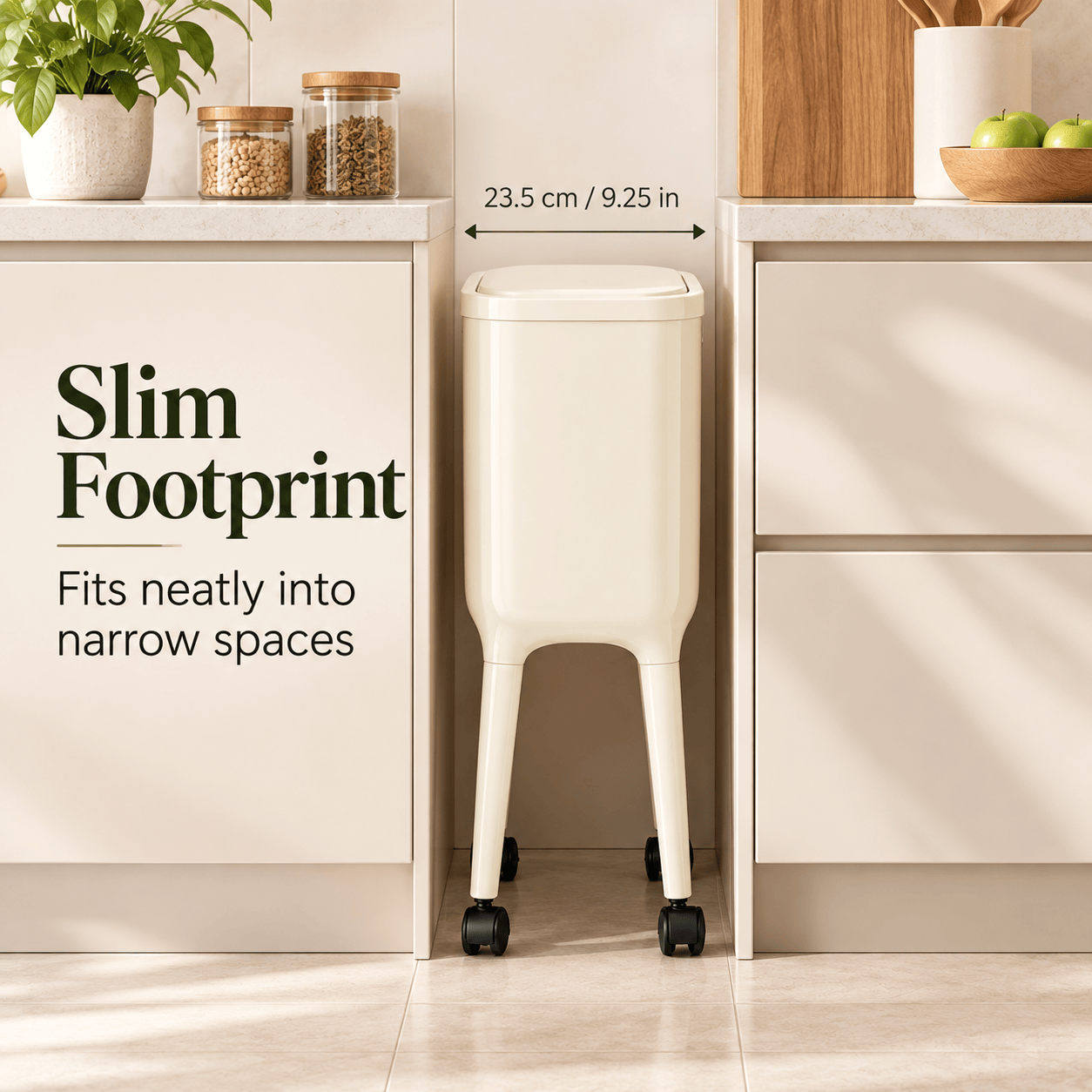 16L Tall Rolling Kitchen Trash Can