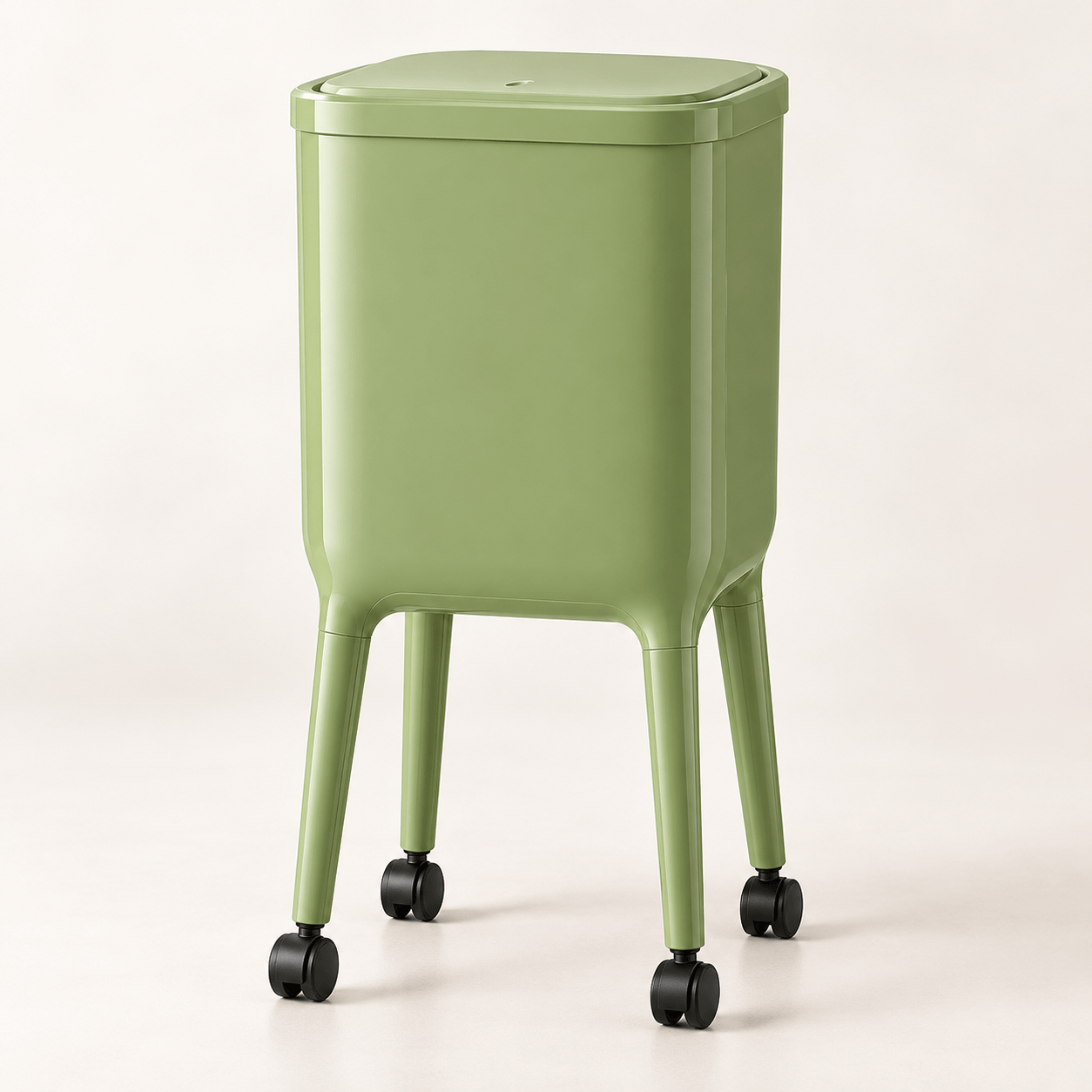 16L Tall Rolling Kitchen Trash Can