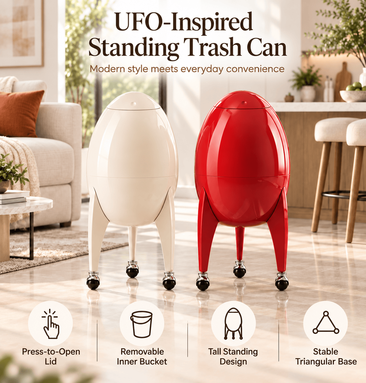 Modern Standing Trash Can