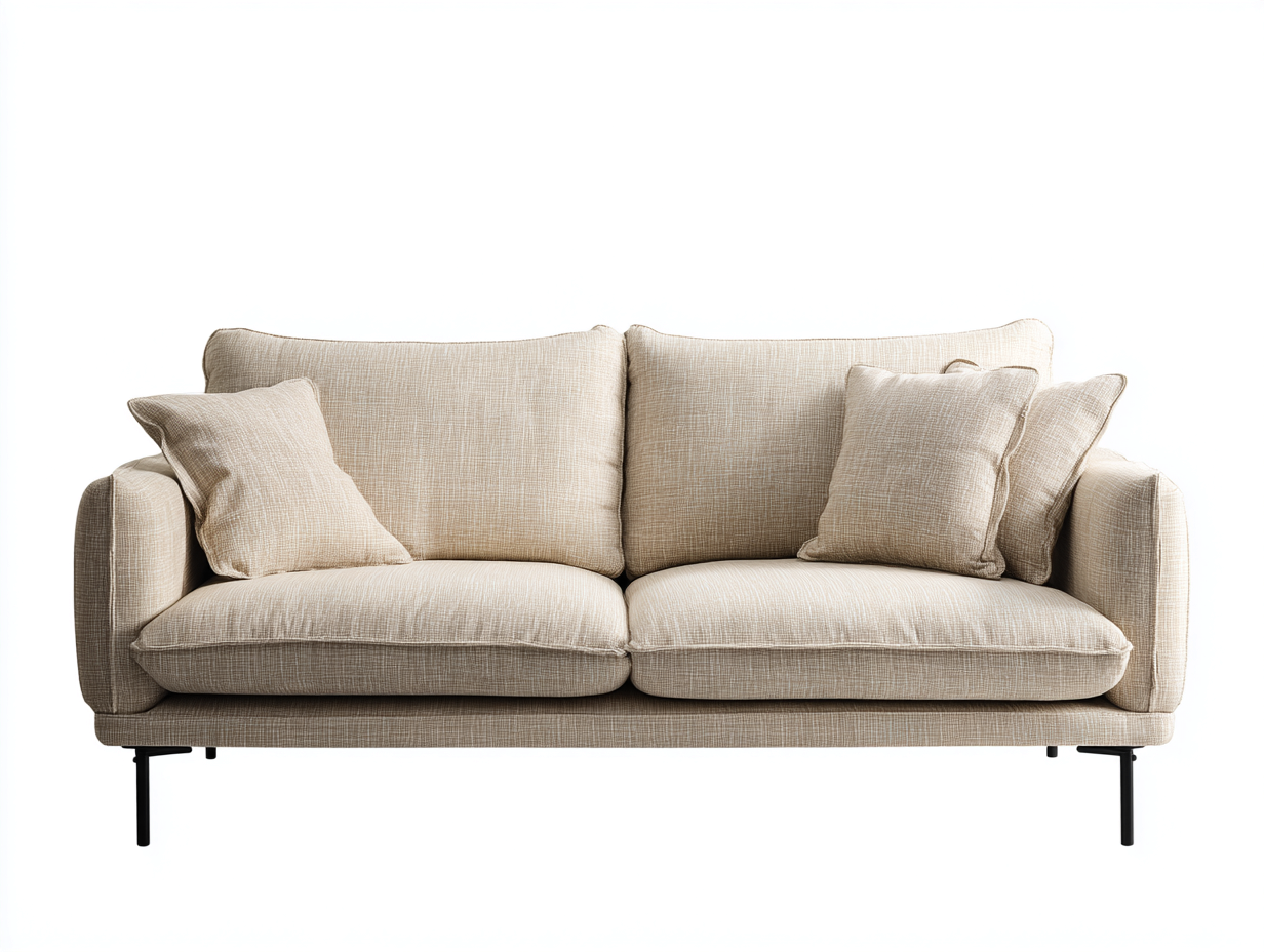 Zweisitzer Sofa - Stoff-Metall - 183x89x84 cm - Beige - Modernes Design-Nookuphaus