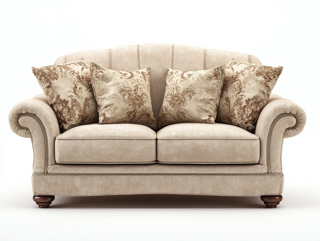 Zweisitzer Sofa-Textil-Holz-168 x 86 x 82 cm-Beige-Klassischer Landhausstil-Nookuphaus