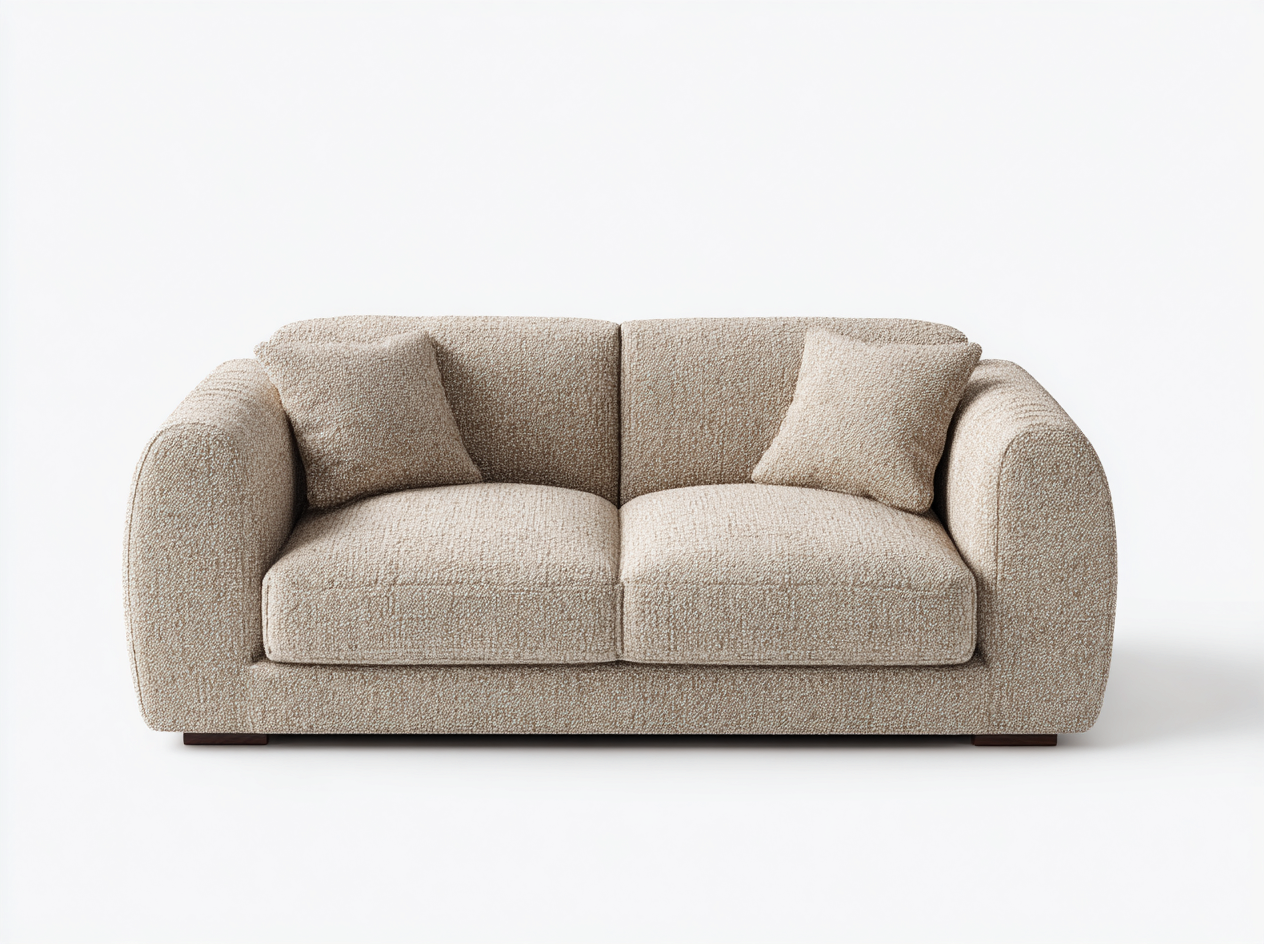 Zweisitzer Sofa - Stoff-Holz - 178x93x83 cm - Beige - Modernes Design-Nookuphaus