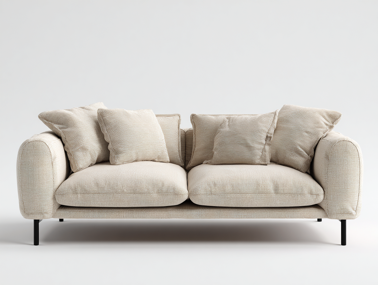 Zweisitzer Sofa - Stoff-Metall - 190x98x84 cm - Beige - Modern-Nookuphaus