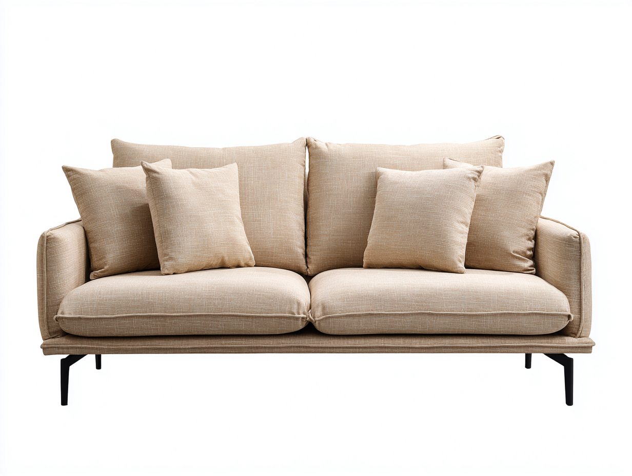 Zweisitzer Sofa - Stoff-Metall - 192x94x86 cm - Beige - Modernes Design-Nookuphaus