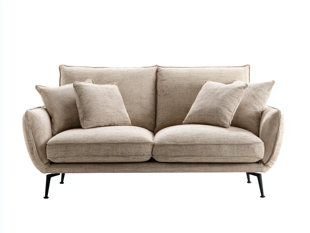Zweisitzer Sofa - Stoff-Metall - 186x92x85 cm - Beige - Modernes Design-Nookuphaus