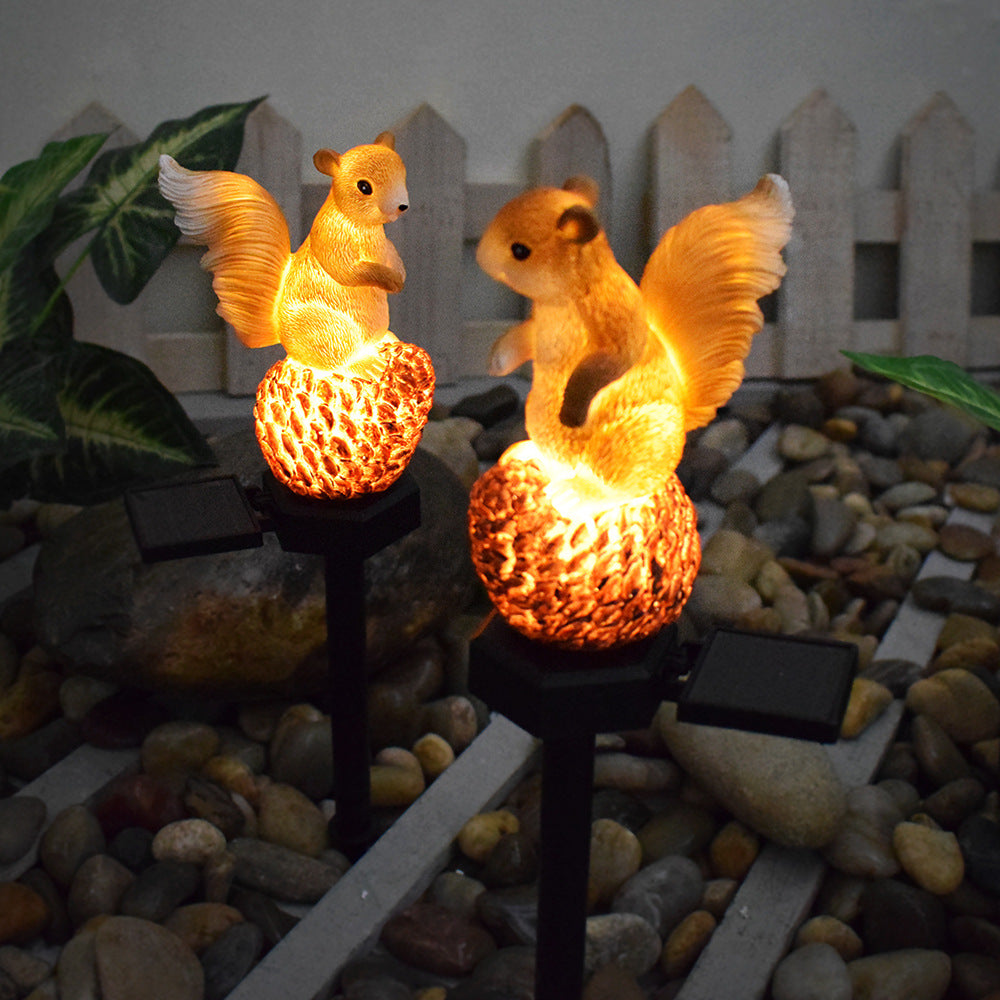 Whimsical Solar Powered Squirrel Garden Decor