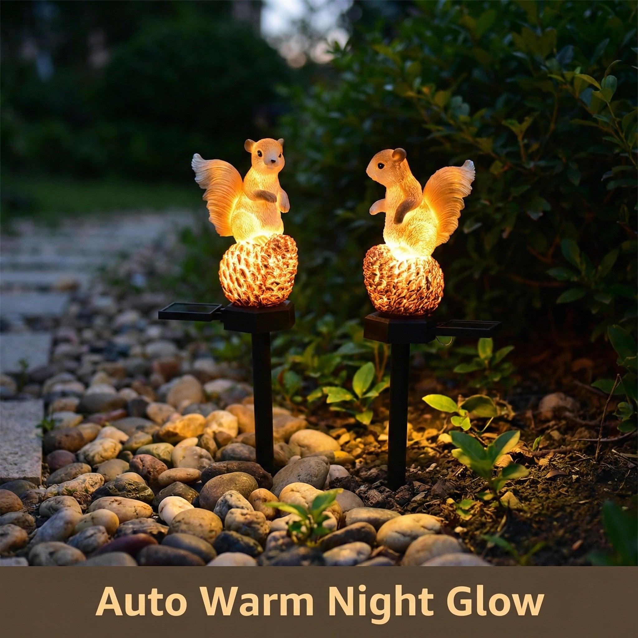 Whimsical Solar Powered Squirrel Garden Decor
