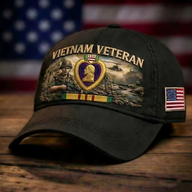 ✨Crafted by Hand Embroidery-Vietnam Veteran Commemorative Cap