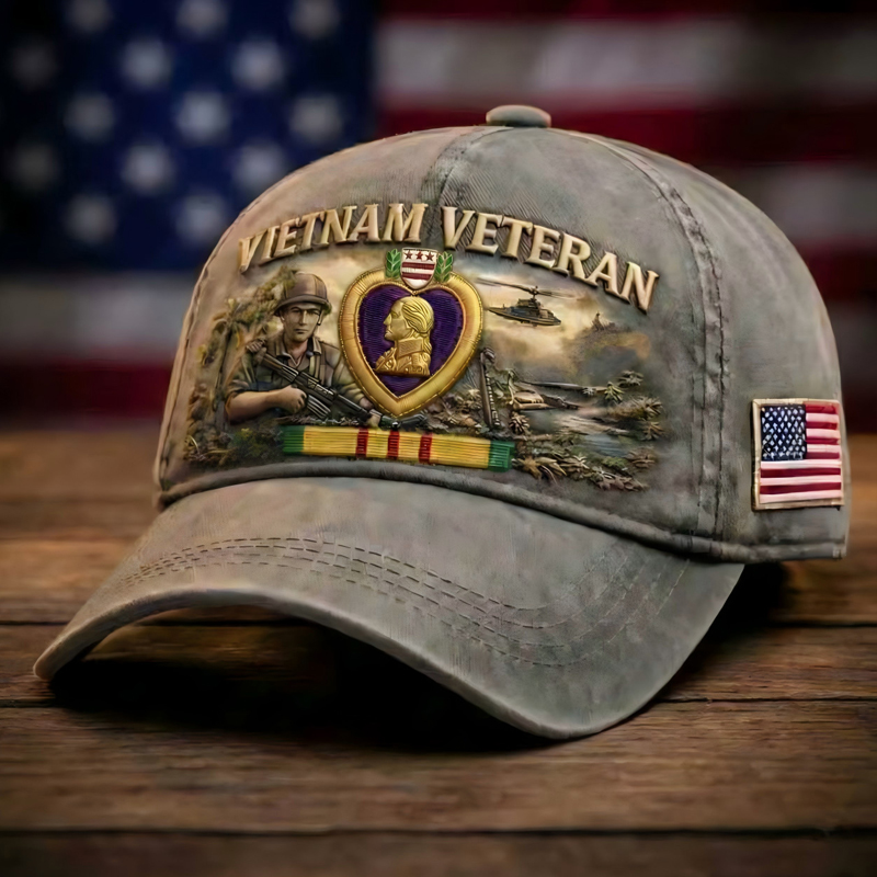✨Crafted by Hand Embroidery-Vietnam Veteran Commemorative Cap
