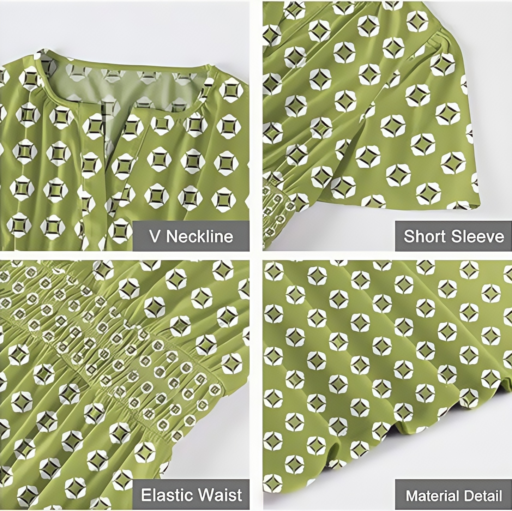 CLEARANCE🔥 Summer Elastic Waistband Printed Dress