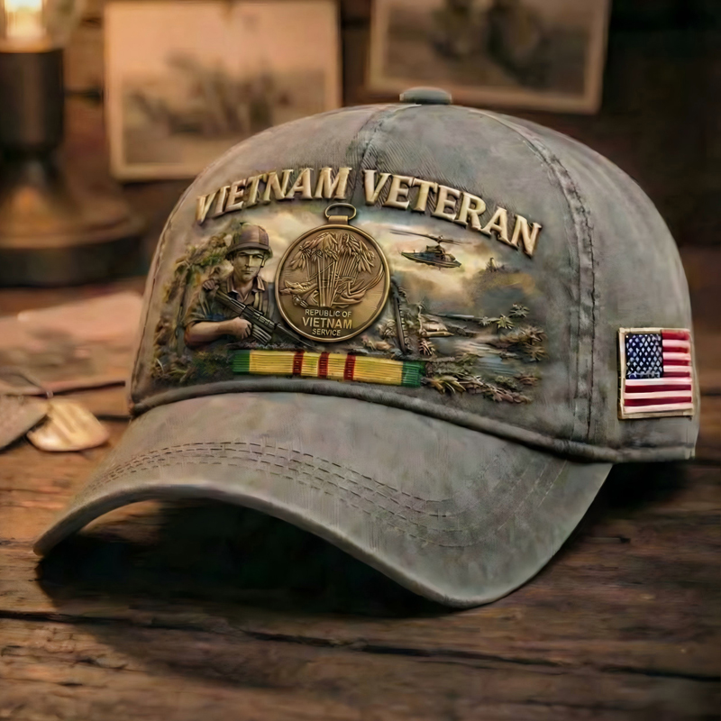 ✨Crafted by Hand Embroidery-Vietnam Veteran Commemorative Cap