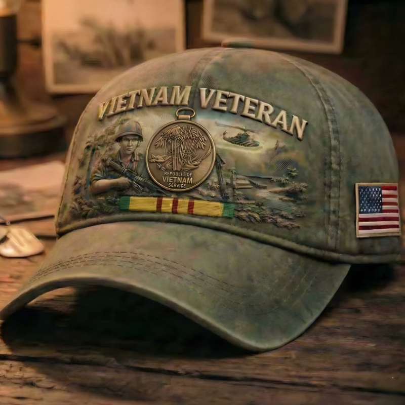 ✨Crafted by Hand Embroidery-Vietnam Veteran Commemorative Cap