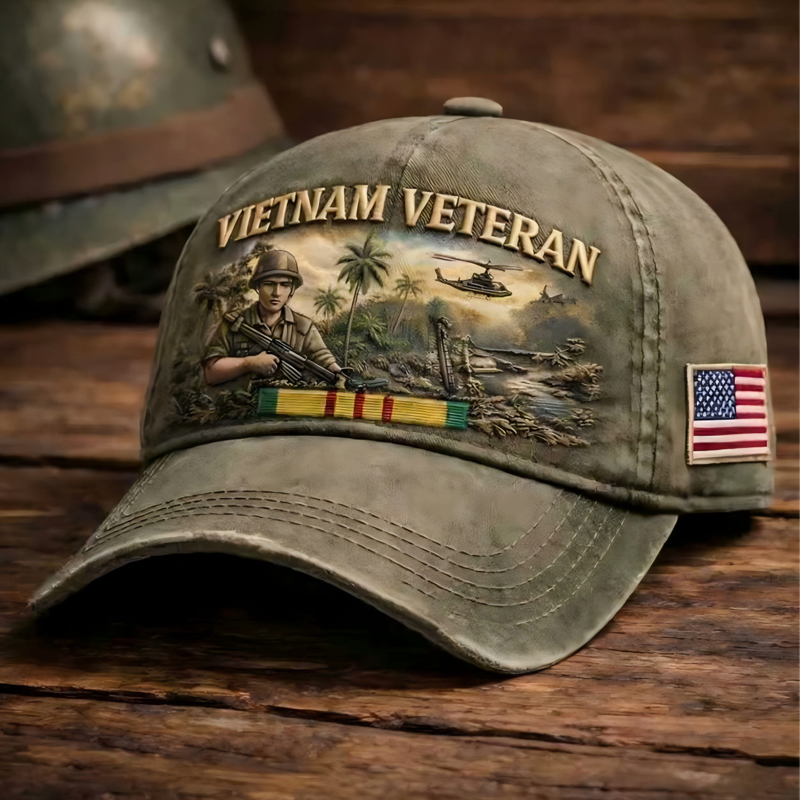 ✨Crafted by Hand Embroidery-Vietnam Veteran Commemorative Cap