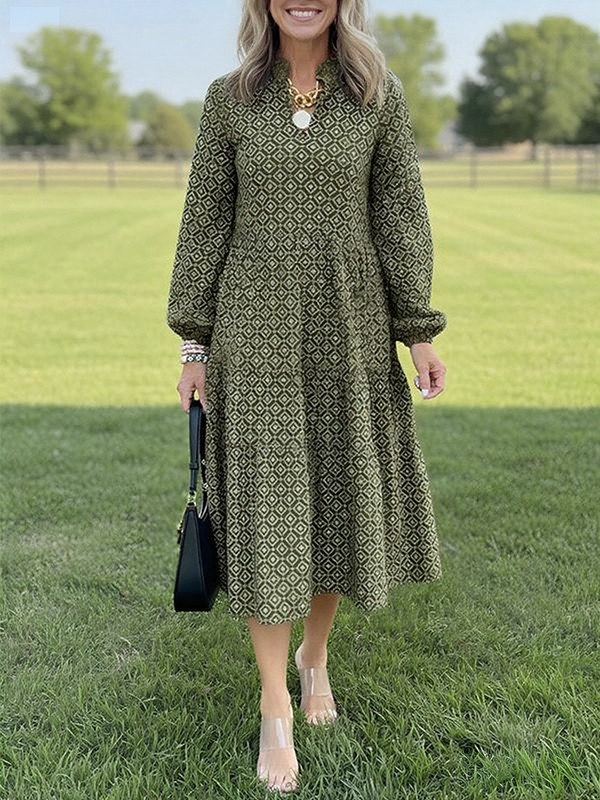 NEW🔥 V Neck Vintage Printed Maxi Dress