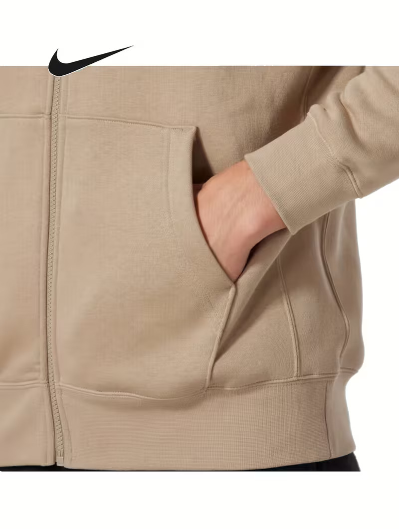 Sportowa bluza Nike® z kapturem | Zamykana na zamek | Uniwersalny beż do treningów i na co dzień