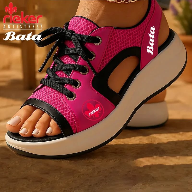 2026 Rieker × Bata – nowe sportowe sandały rekreacyjne z wygodnym sznurowaniem i masującą podeszwą