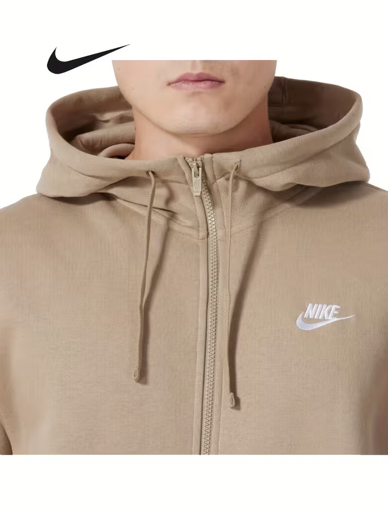 Sportowa bluza Nike® z kapturem | Zamykana na zamek | Uniwersalny beż do treningów i na co dzień