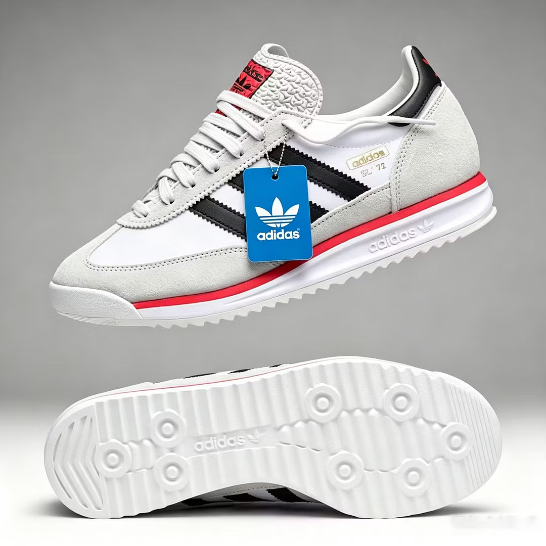 buty sportowo-casualowe Adidas: łącząc skórę z oddychającą siateczką, zapewniają wysoki komfort noszenia.
