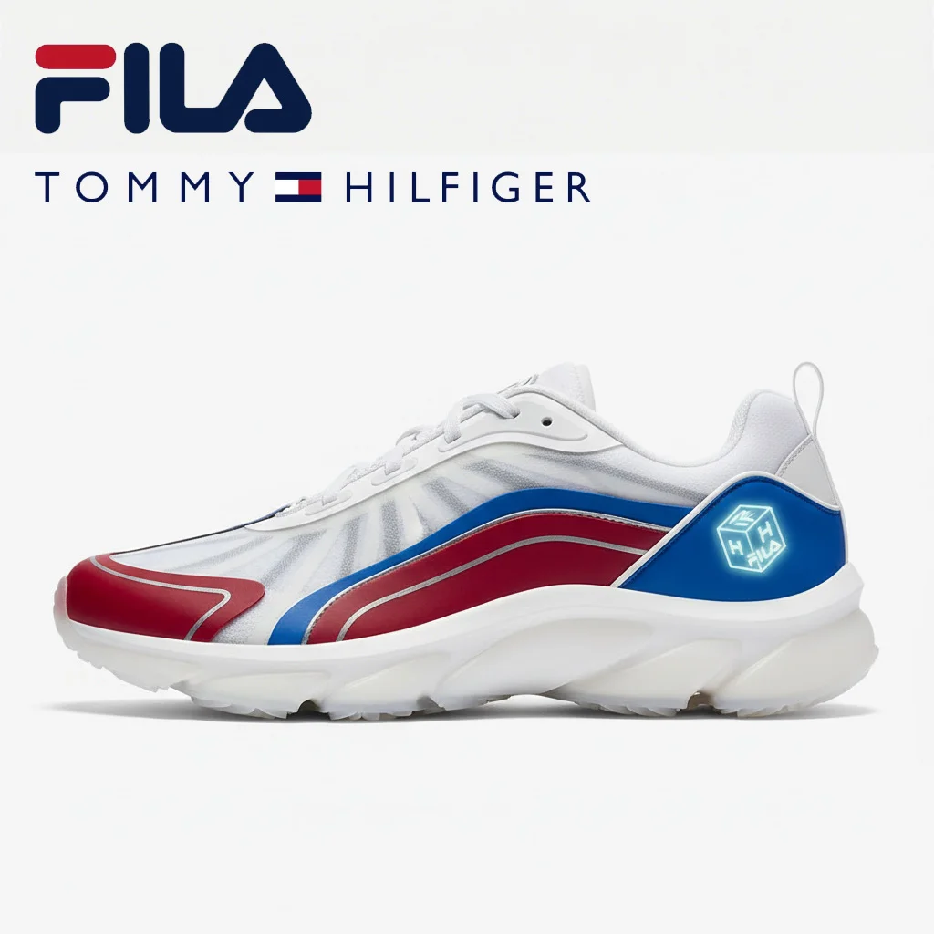 FILA x Tommy Hilfiger Unisex Sneakers - White with Red and Blue Accents