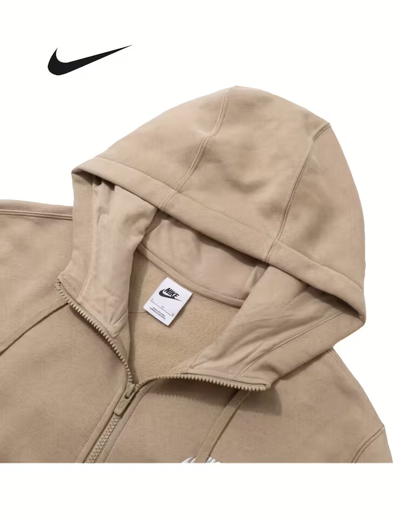 Sportowa bluza Nike® z kapturem | Zamykana na zamek | Uniwersalny beż do treningów i na co dzień