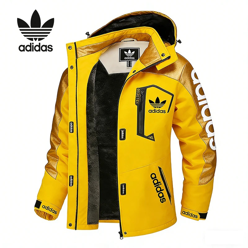 Férfi vízálló, szélálló és meleg Adidas kapucnis kabát luxus bőr szegéllyel, több színben kapható, mindennapi viseletre, ingázásra és randevúkra is alkalmas, szűk szabással.