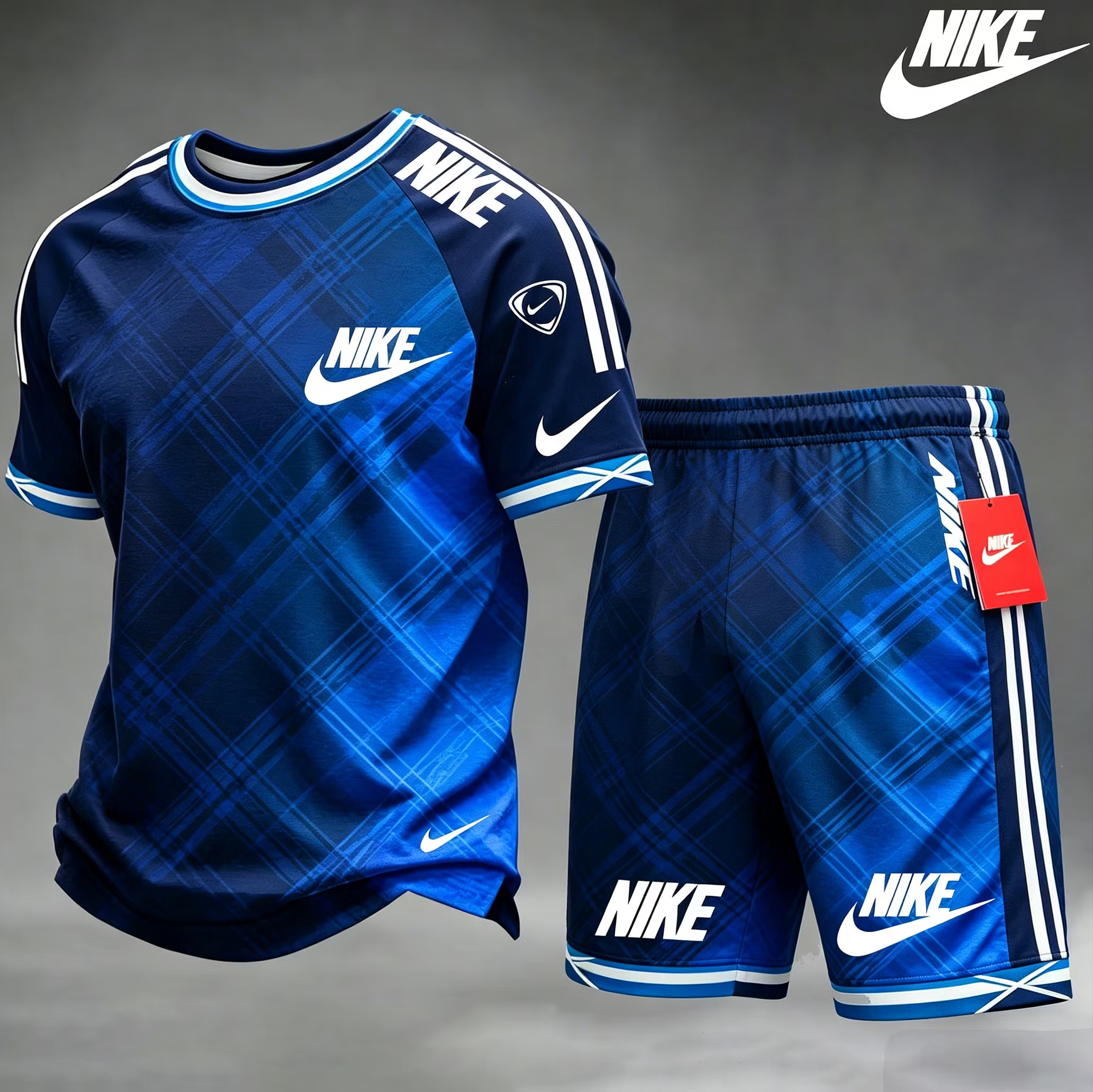 Strój piłkarski Nike z wzorem kratowym, przewiewna tkanina na lato