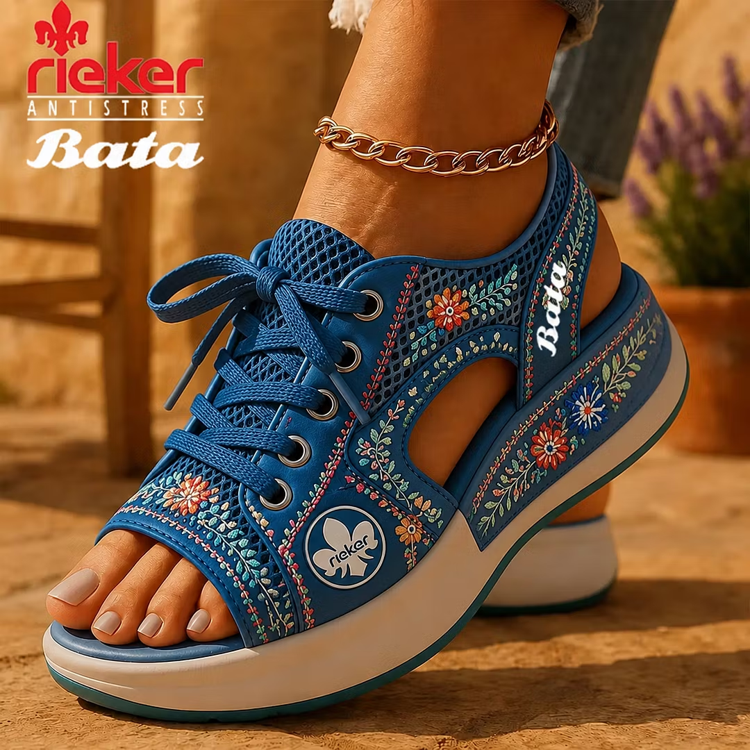 2026 Rieker × Bata zupełnie nowe sandały sportowe i rekreacyjne ze sznurowadłami i podeszwą masującą