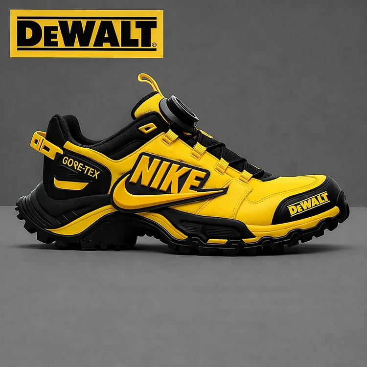 Wodoodporne i oddychające męskie buty robocze i turystyczne marek NIKE® i DEWALT idealnie nadają się do pracy i aktywności na świeżym powietrzu.