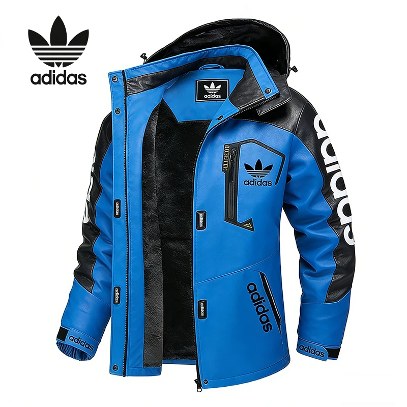 Férfi vízálló, szélálló és meleg Adidas kapucnis kabát luxus bőr szegéllyel, több színben kapható, mindennapi viseletre, ingázásra és randevúkra is alkalmas, szűk szabással.