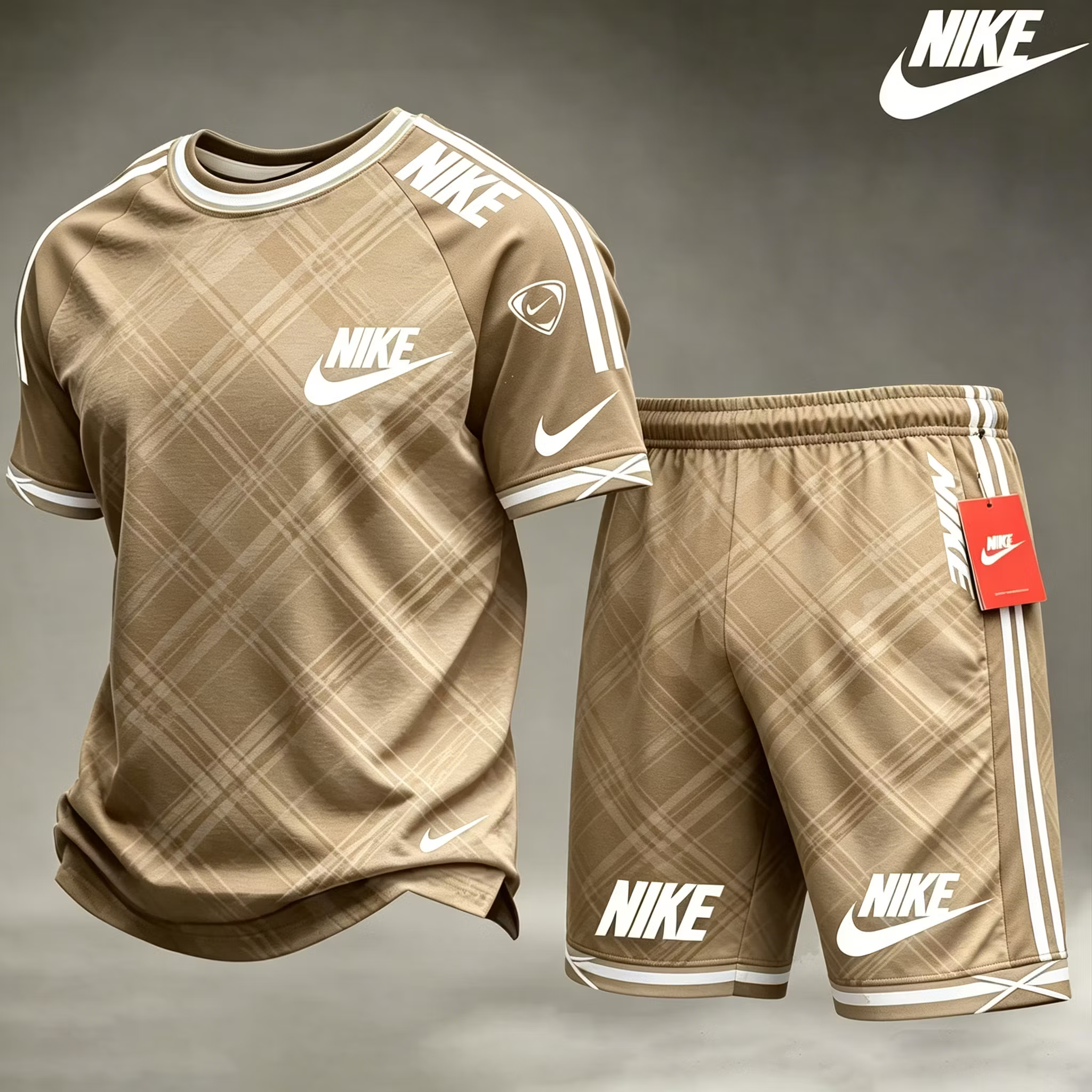 Strój piłkarski Nike z wzorem kratowym, przewiewna tkanina na lato